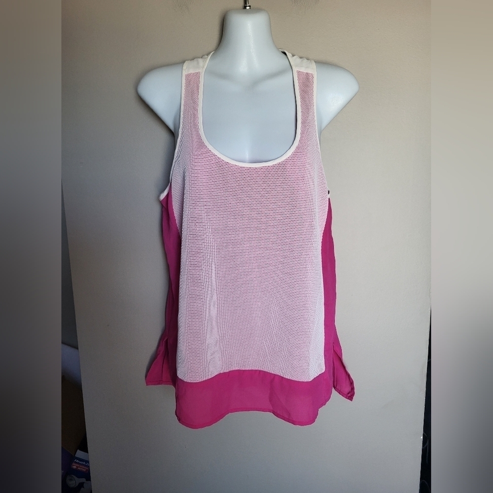 RW & CO  Pink and White Women's Tank Top, Size Small